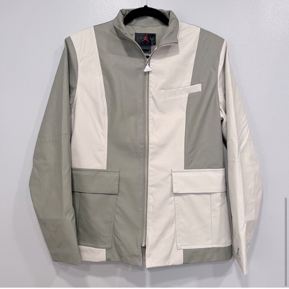 NWT SZ L Nike Jordan Leather Block Jacket - Picture 6 of 9